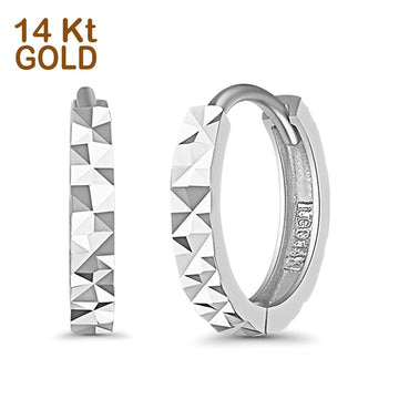 14K White Gold 2mm Square Tube Huggies Earrings- Best Anniversary Birthday Gift for Her